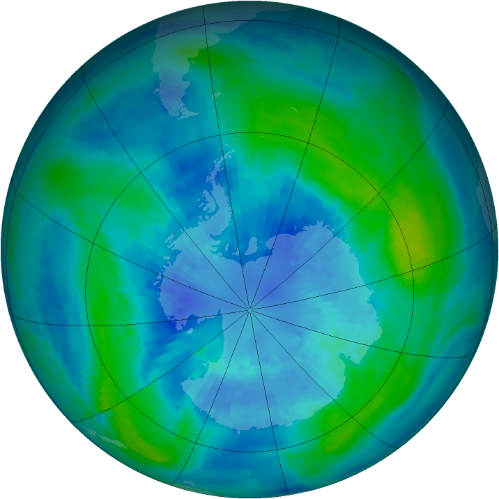 Antarctic ozone map for 30 March 2002
